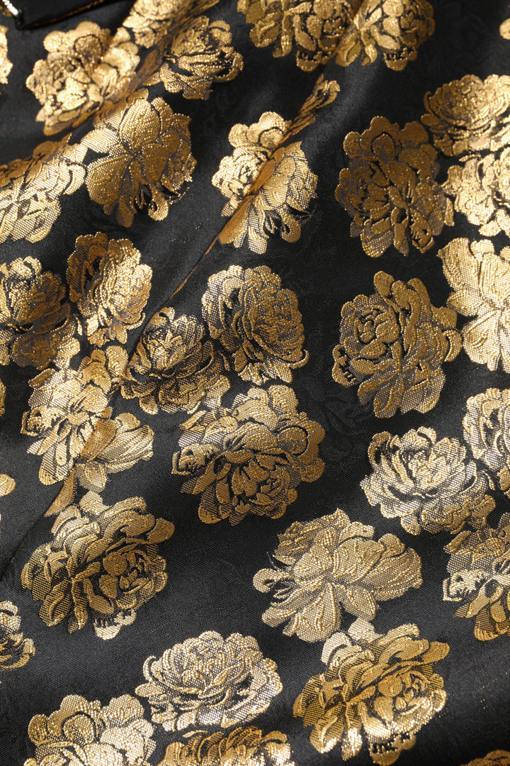 Dolce &amp; Gabbana Black Gold Floral Print Jacquard Mini Skirt