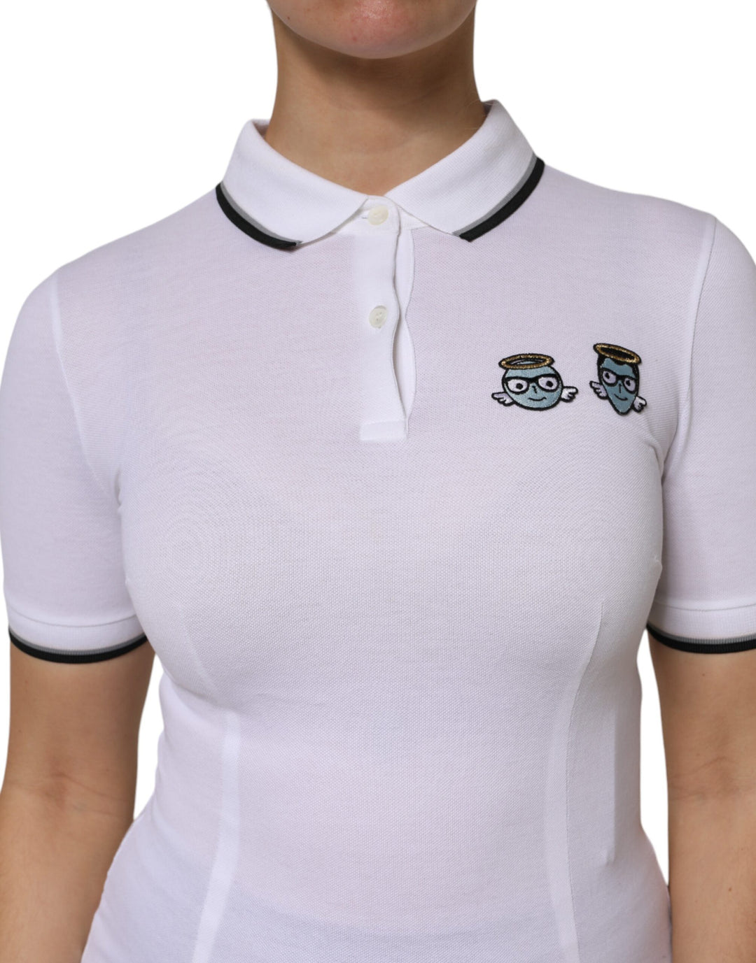 Dolce &amp; Gabbana White Cotton Short Sleeves Collared Polo Top
