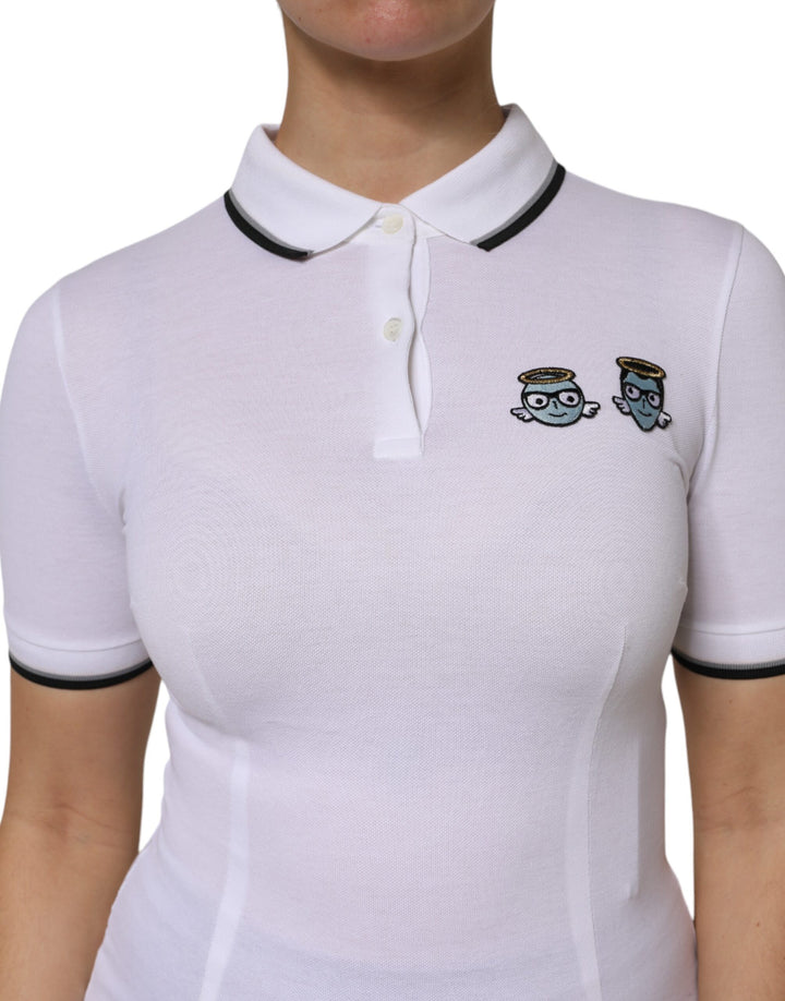 Dolce &amp; Gabbana White Cotton Short Sleeves Collared Polo Top