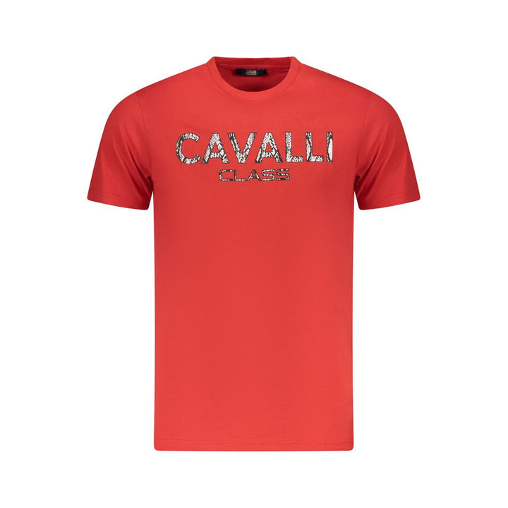 Cavalli Class Rosso Cotton Men T-Shirt