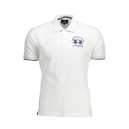 La Martina White Cotton Men Polo Shirt