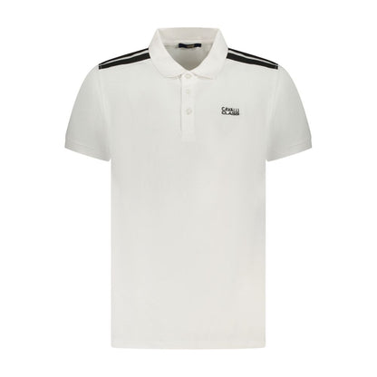 Cavalli Class White Cotton Mens Polo Shirt