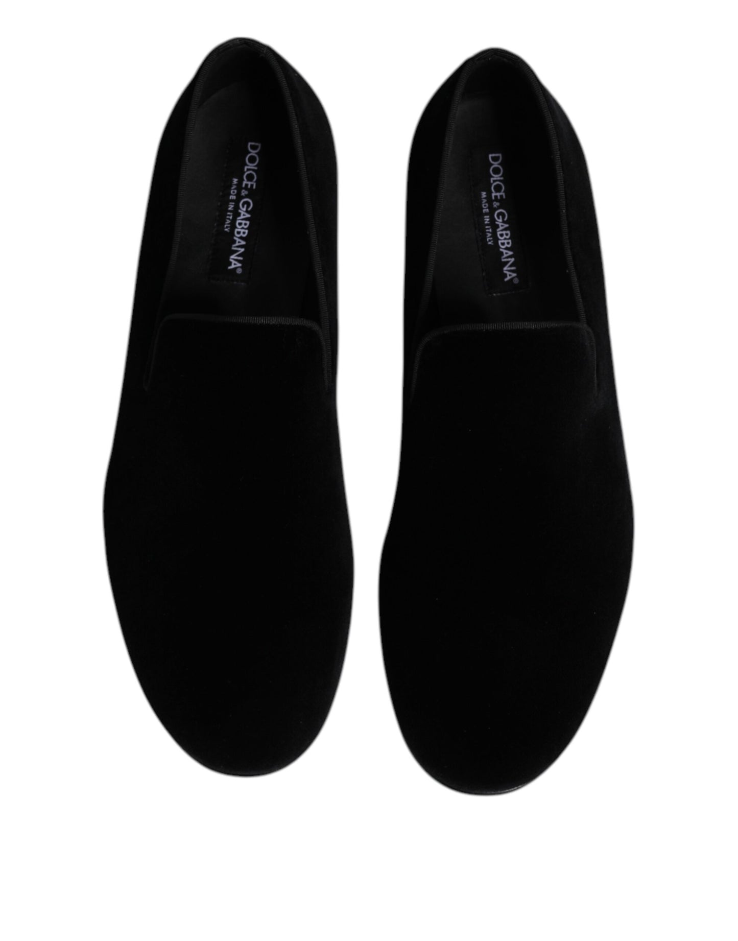Dolce & Gabbana Black Velvet Slip On Loafers Formal Shoes
