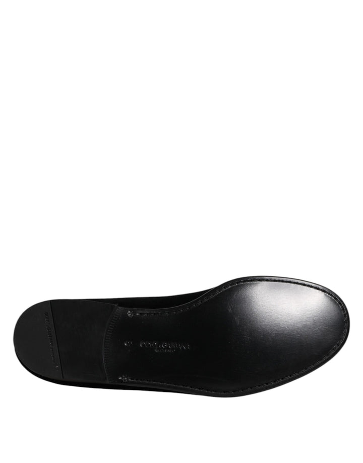 Dolce &amp; Gabbana Black Velvet Slip On Loafers Formal Shoes