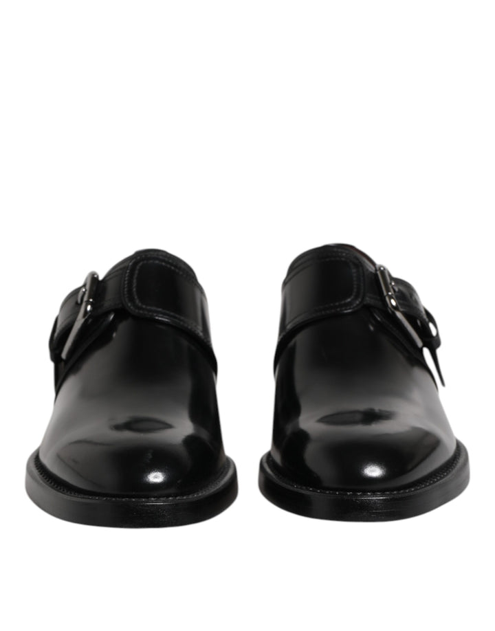 Dolce &amp; Gabbana Black Leather Monk Strap Derby Formal Shoes