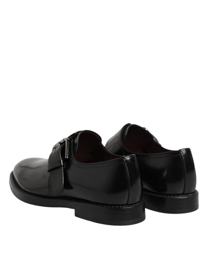 Dolce &amp; Gabbana Black Leather Monk Strap Derby Formal Shoes