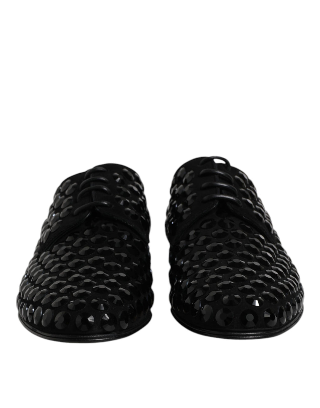 Dolce &amp; Gabbana Black Suede Strass Derby Formal Shoes