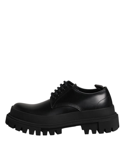 Dolce & Gabbana Black Leather Lace Up Derby Men Dress Shoes