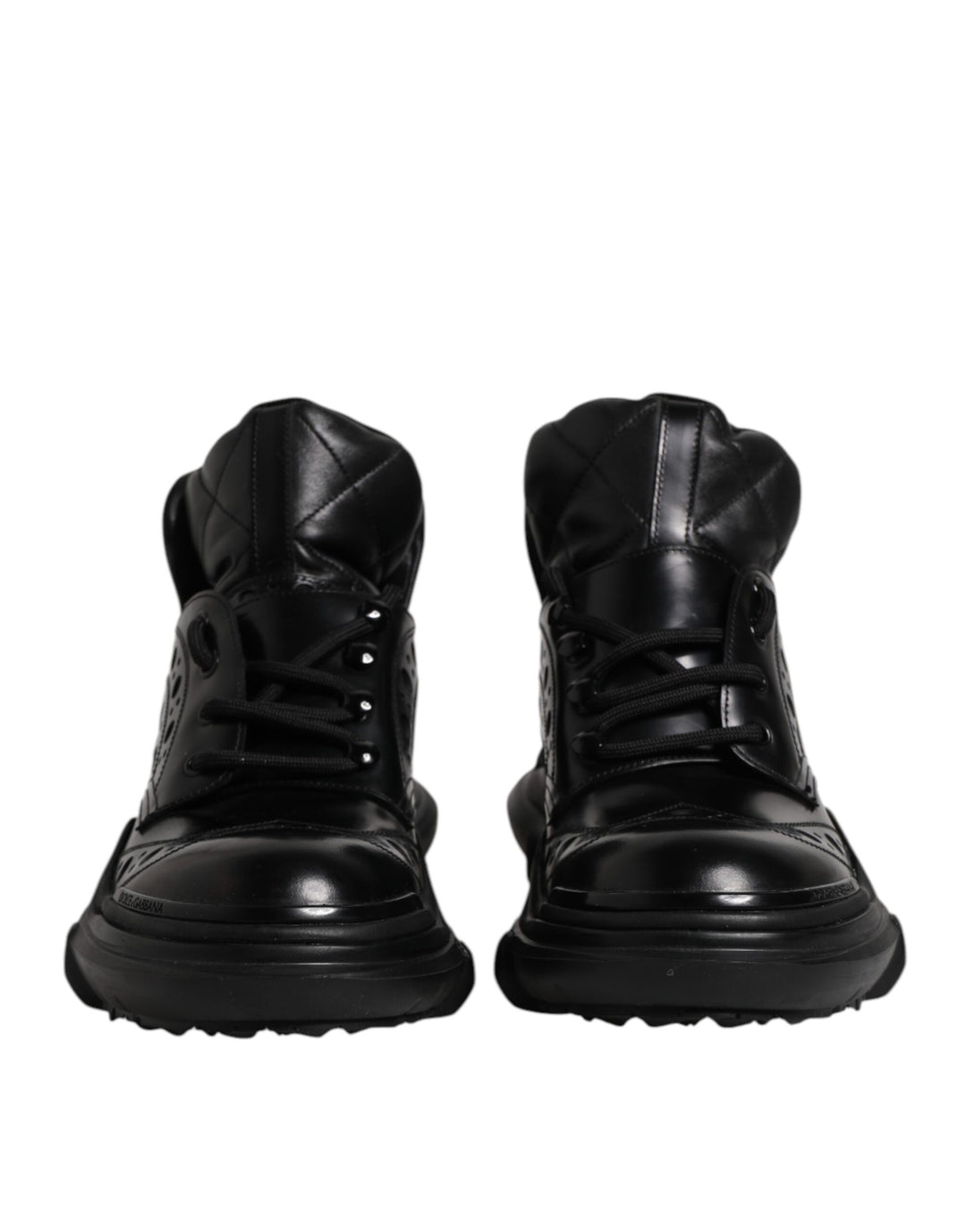 Dolce &amp; Gabbana Black Leather Casual Mens Ankle Boots Shoes