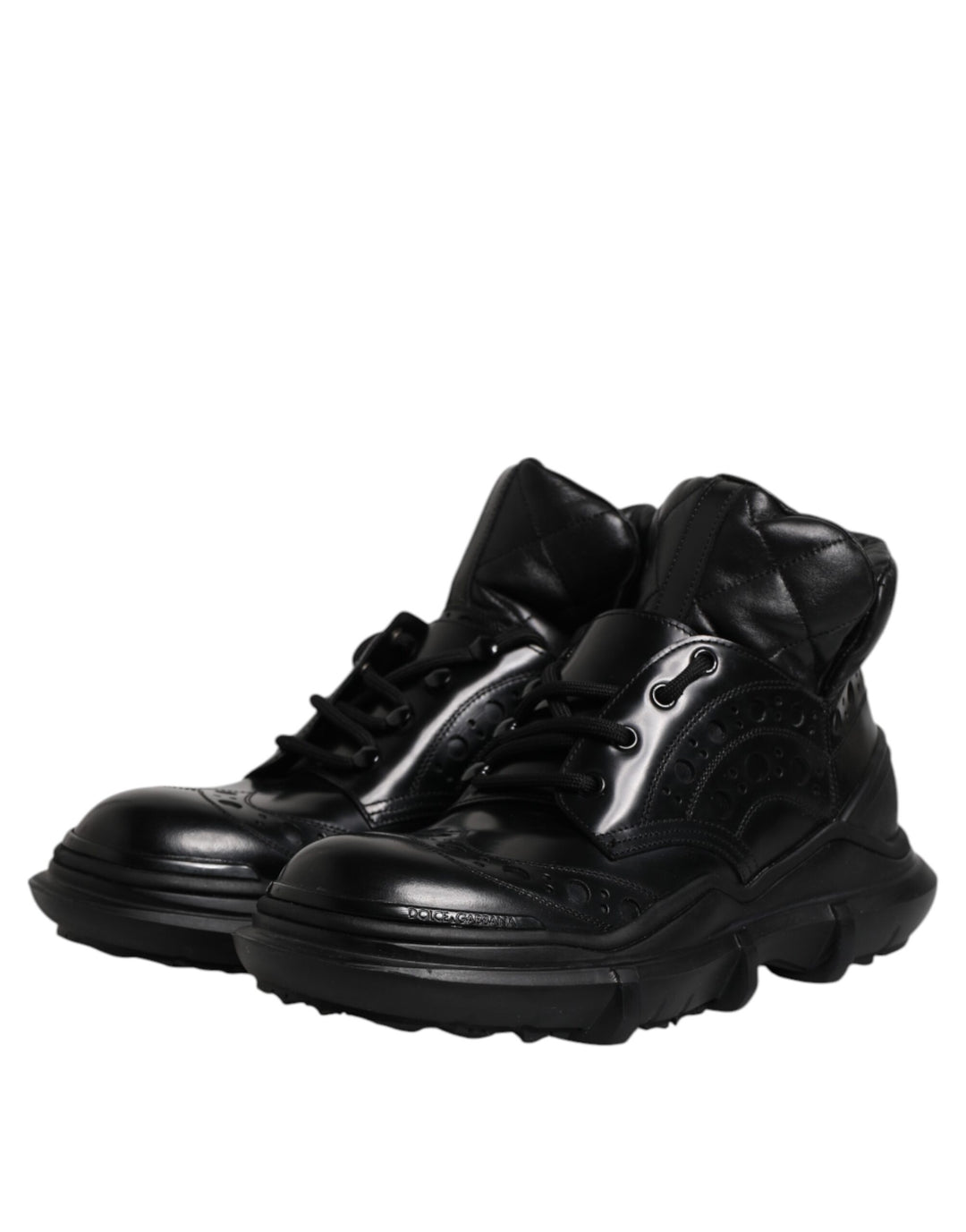 Dolce &amp; Gabbana Black Leather Casual Mens Ankle Boots Shoes