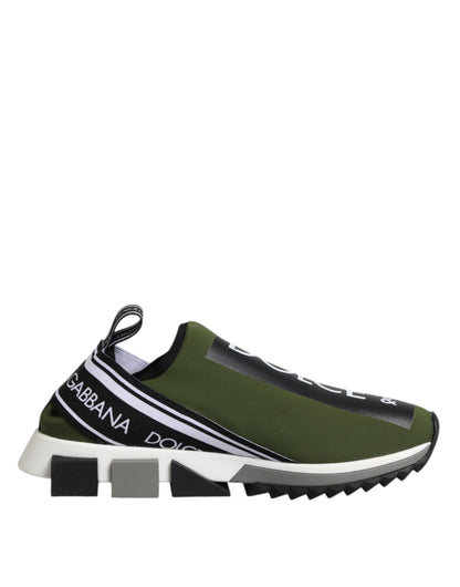Dolce & Gabbana Green Black Slip On Sorrento Sneakers Shoes