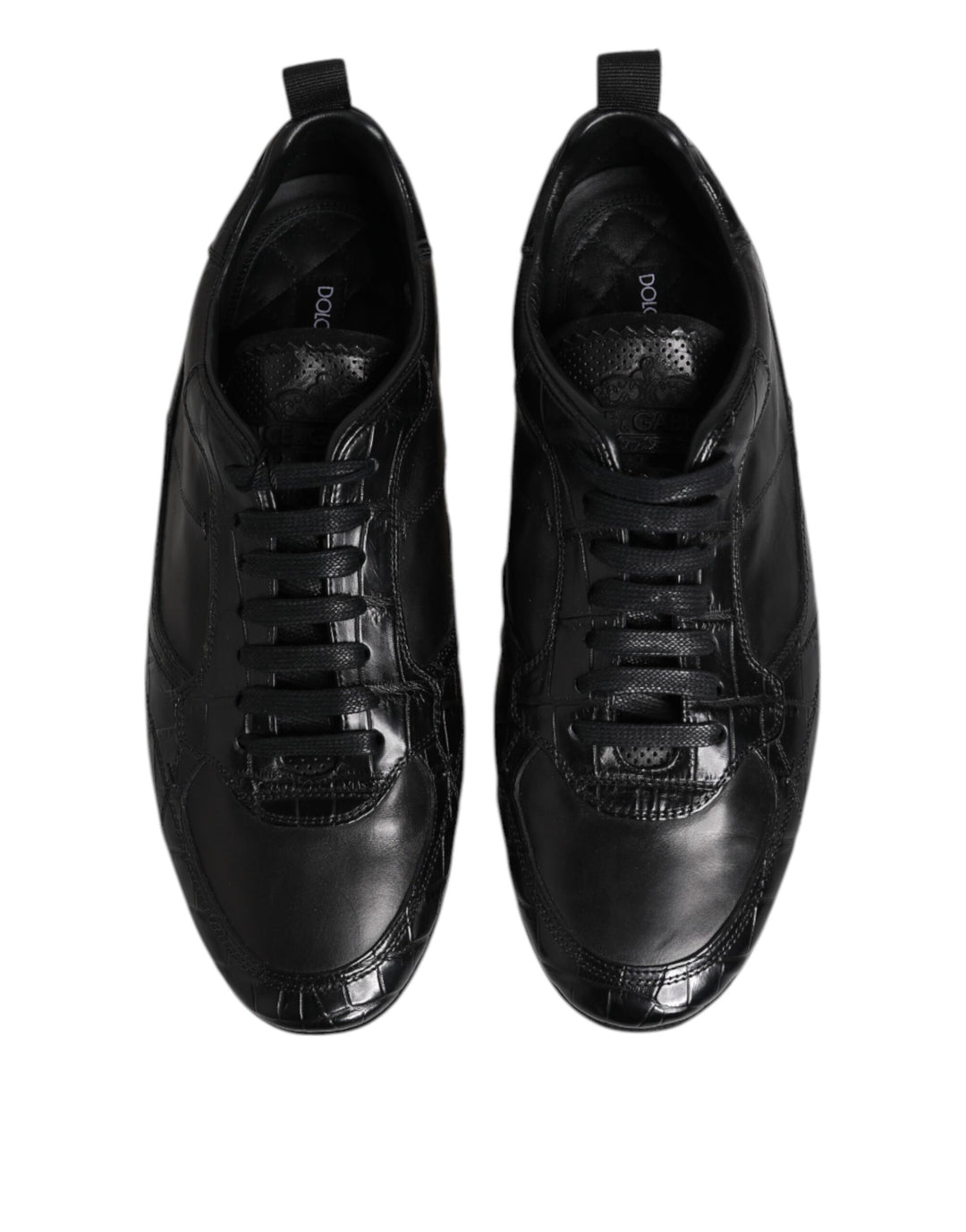 Dolce &amp; Gabbana Black Exotic Leather Low Top Sneakers Shoes