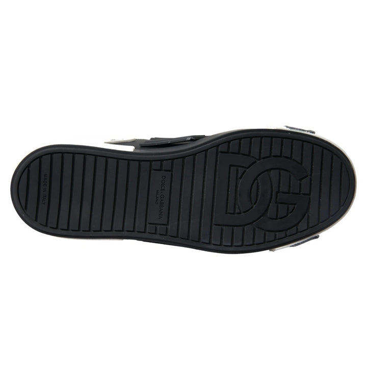 Dolce &amp; Gabbana Black Leather Low Top Sneakers Portofino Shoes