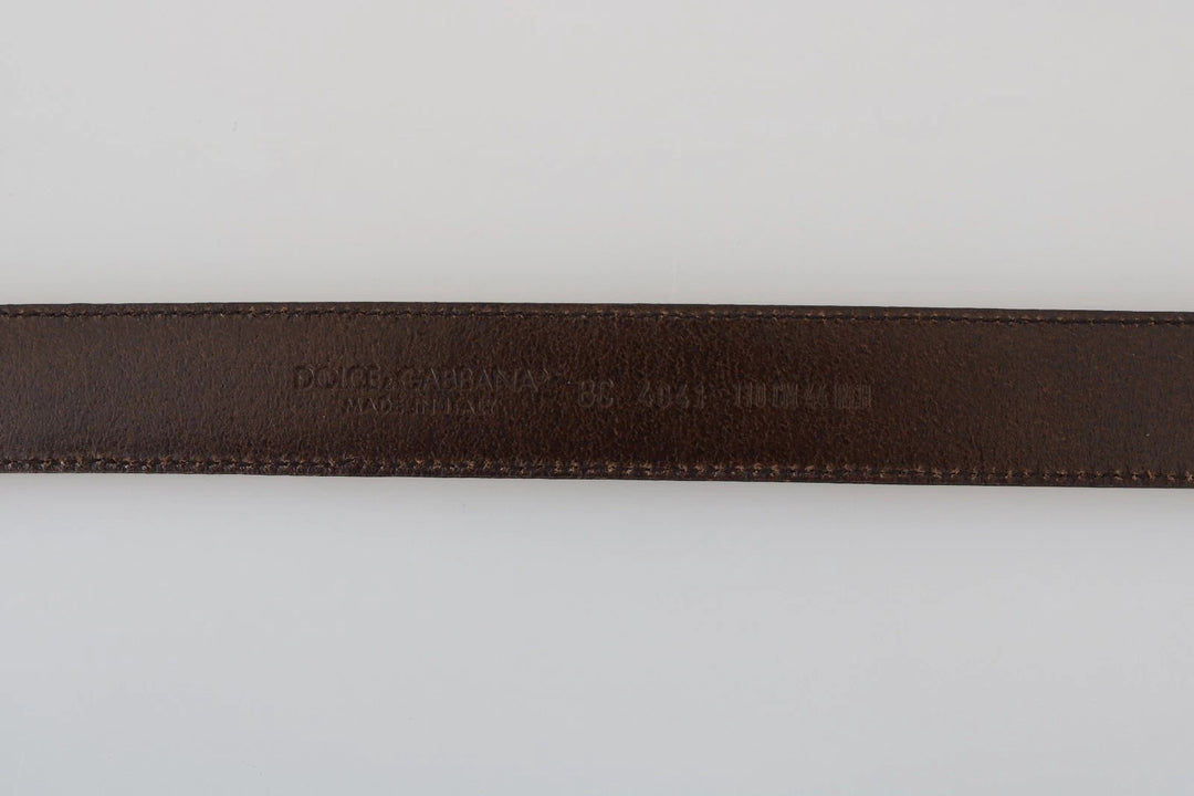 Dolce &amp; Gabbana Blue Perforated Leather Gray Buckle Belt