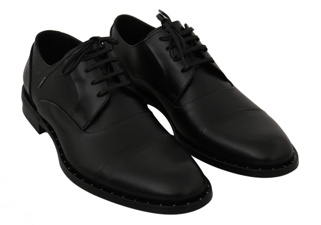 Chaussures habillées élégantes en cuir noir Dolce &amp;amp; Gabbana