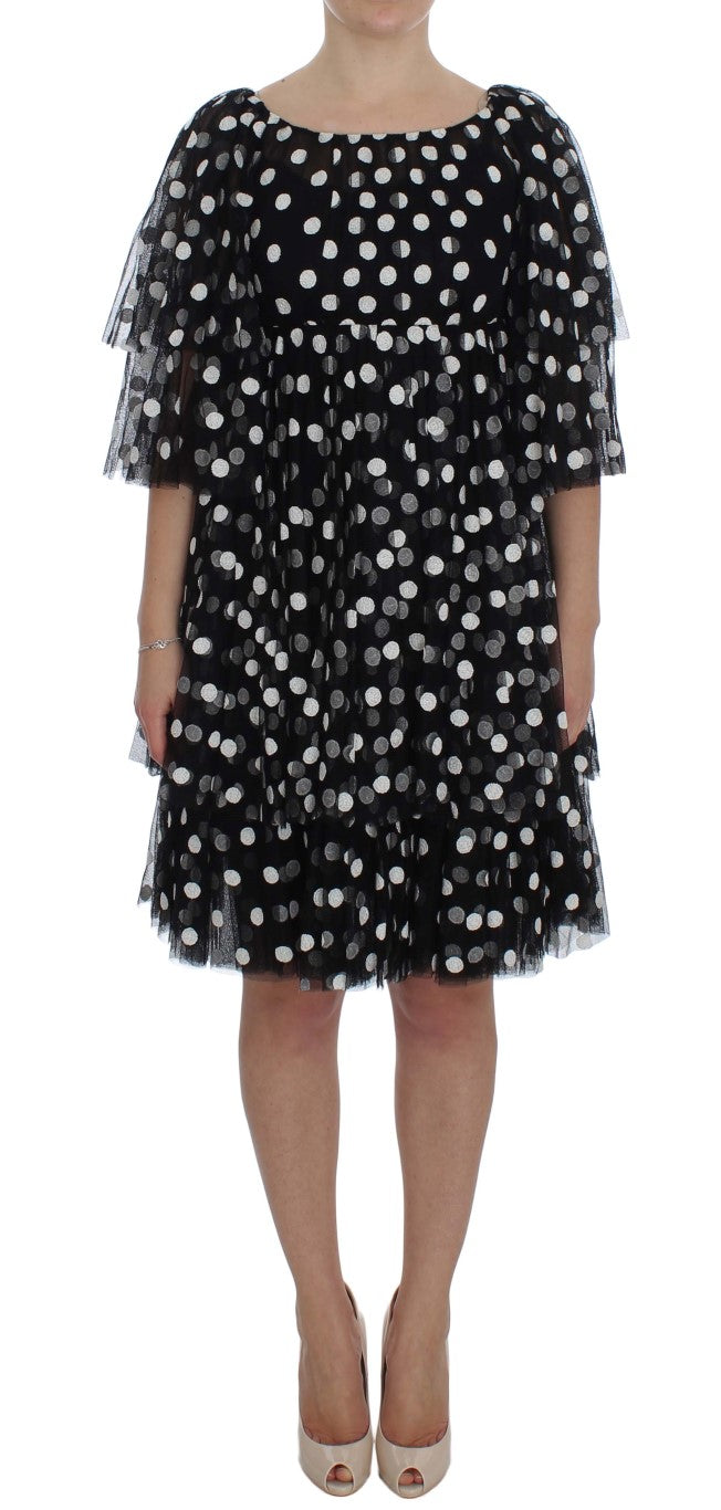 Dolce &amp; Gabbana Black White Polka Dotted Ruffled Dress women’s dress