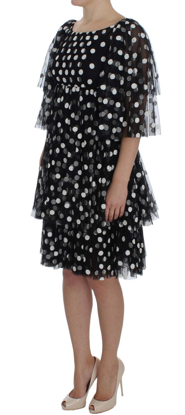 Dolce &amp; Gabbana Black White Polka Dotted Ruffled Dress women’s dress