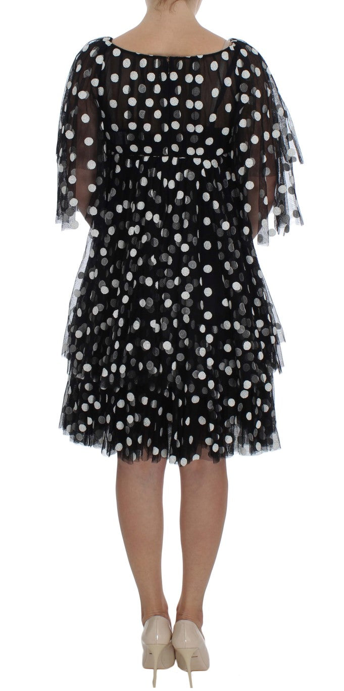 Dolce &amp; Gabbana Black White Polka Dotted Ruffled Dress women’s dress