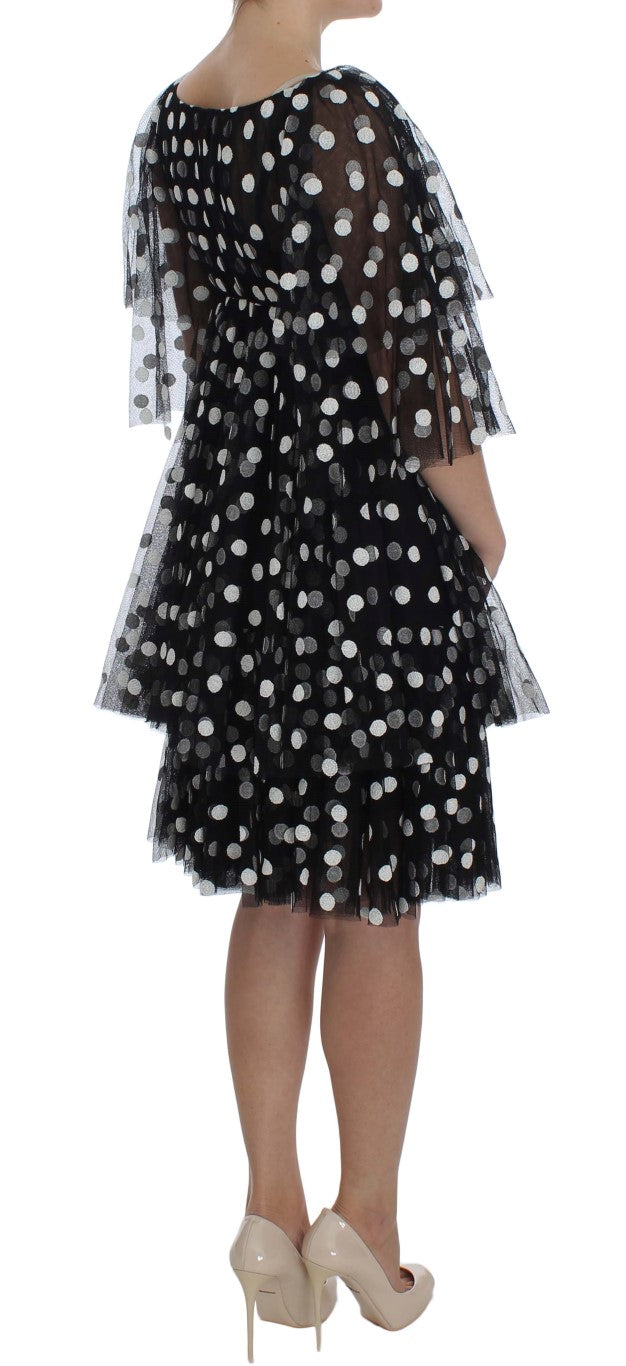 Dolce &amp; Gabbana Black White Polka Dotted Ruffled Dress women’s dress