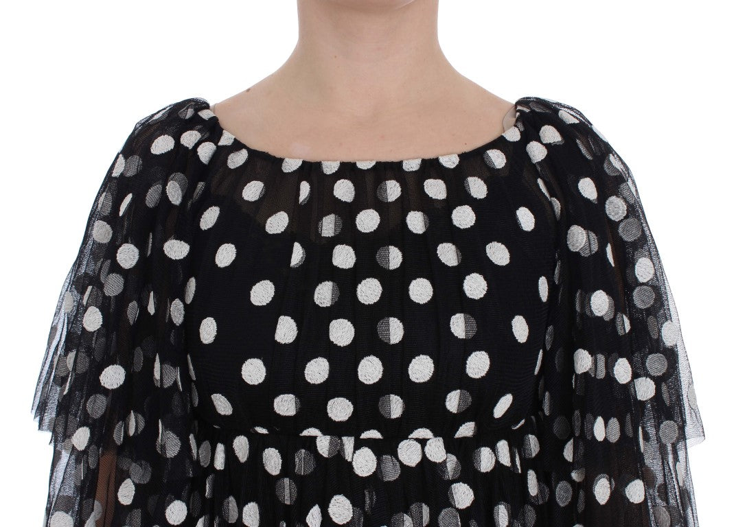 Dolce &amp; Gabbana Black White Polka Dotted Ruffled Dress women’s dress