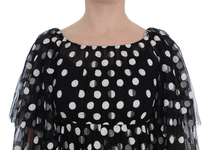 Dolce &amp; Gabbana Black White Polka Dotted Ruffled Dress women’s dress