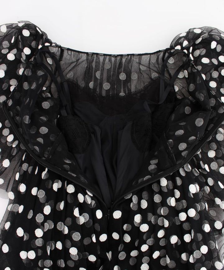 Dolce &amp; Gabbana Black White Polka Dotted Ruffled Dress women’s dress