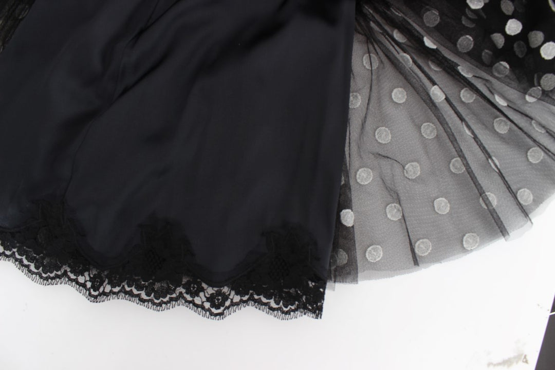 Dolce &amp; Gabbana Black White Polka Dotted Ruffled Dress women’s dress