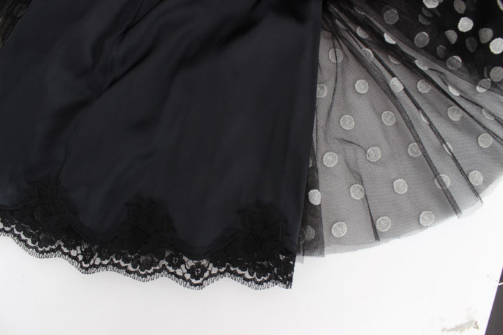 Dolce &amp; Gabbana Black White Polka Dotted Ruffled Dress women’s dress
