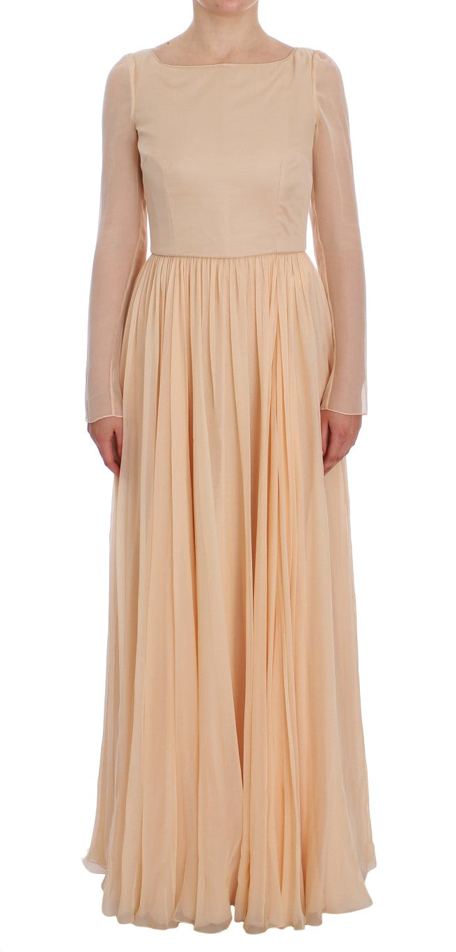 Dolce &amp; Gabbana Beige Silk Ball Gown Full Length Dress women’s dress