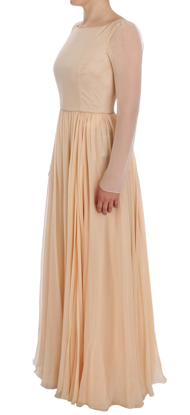 Dolce &amp; Gabbana Beige Silk Ball Gown Full Length Dress women’s dress