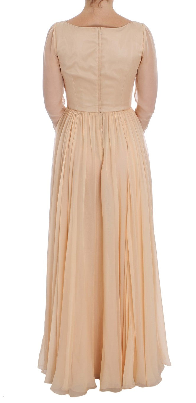Dolce &amp; Gabbana Beige Silk Ball Gown Full Length Dress women’s dress