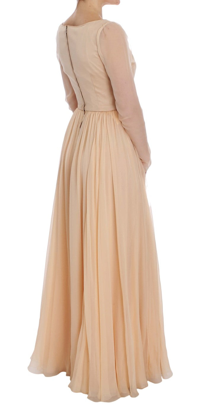 Dolce &amp; Gabbana Beige Silk Ball Gown Full Length Dress women’s dress