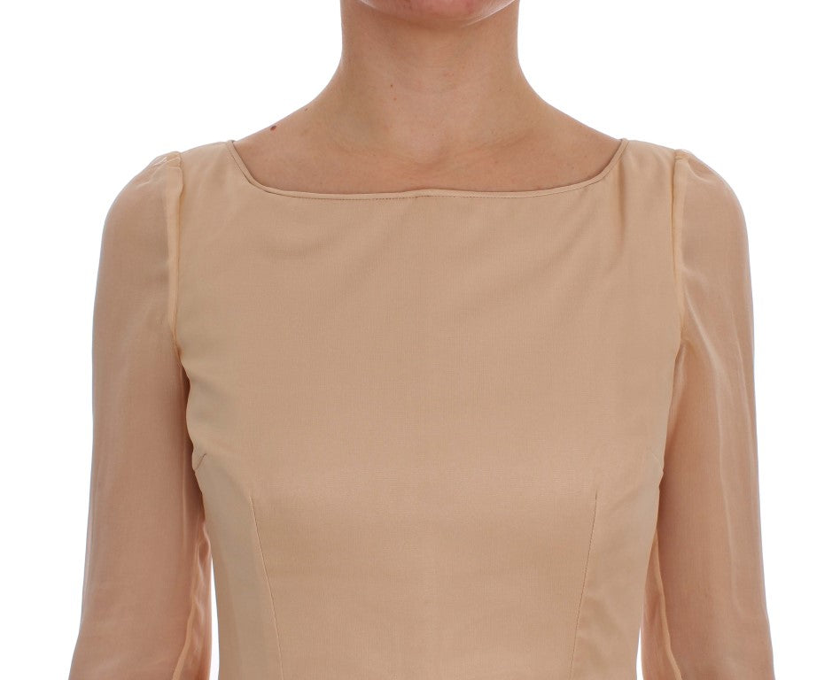 Dolce &amp; Gabbana Beige Silk Ball Gown Full Length Dress women’s dress
