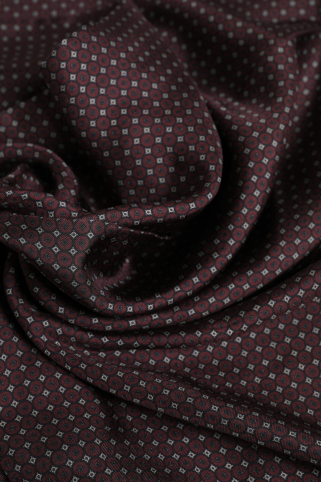 Dolce &amp; Gabbana Maroon Dotted Silk Fringes Foulard Scarf