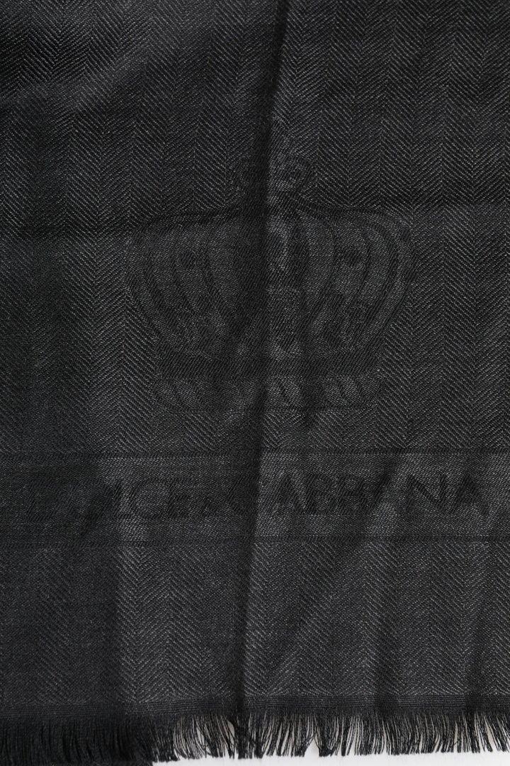 Dolce &amp; Gabbana Dark Gray Cashmere Fringes Neck Warmer Scarf