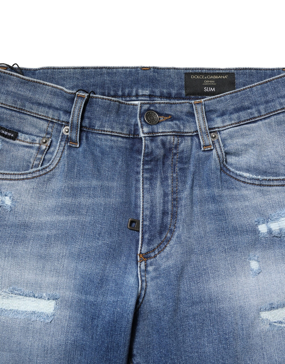 Dolce &amp; Gabbana Blue Washed Cotton Skinny Men Denim Jeans