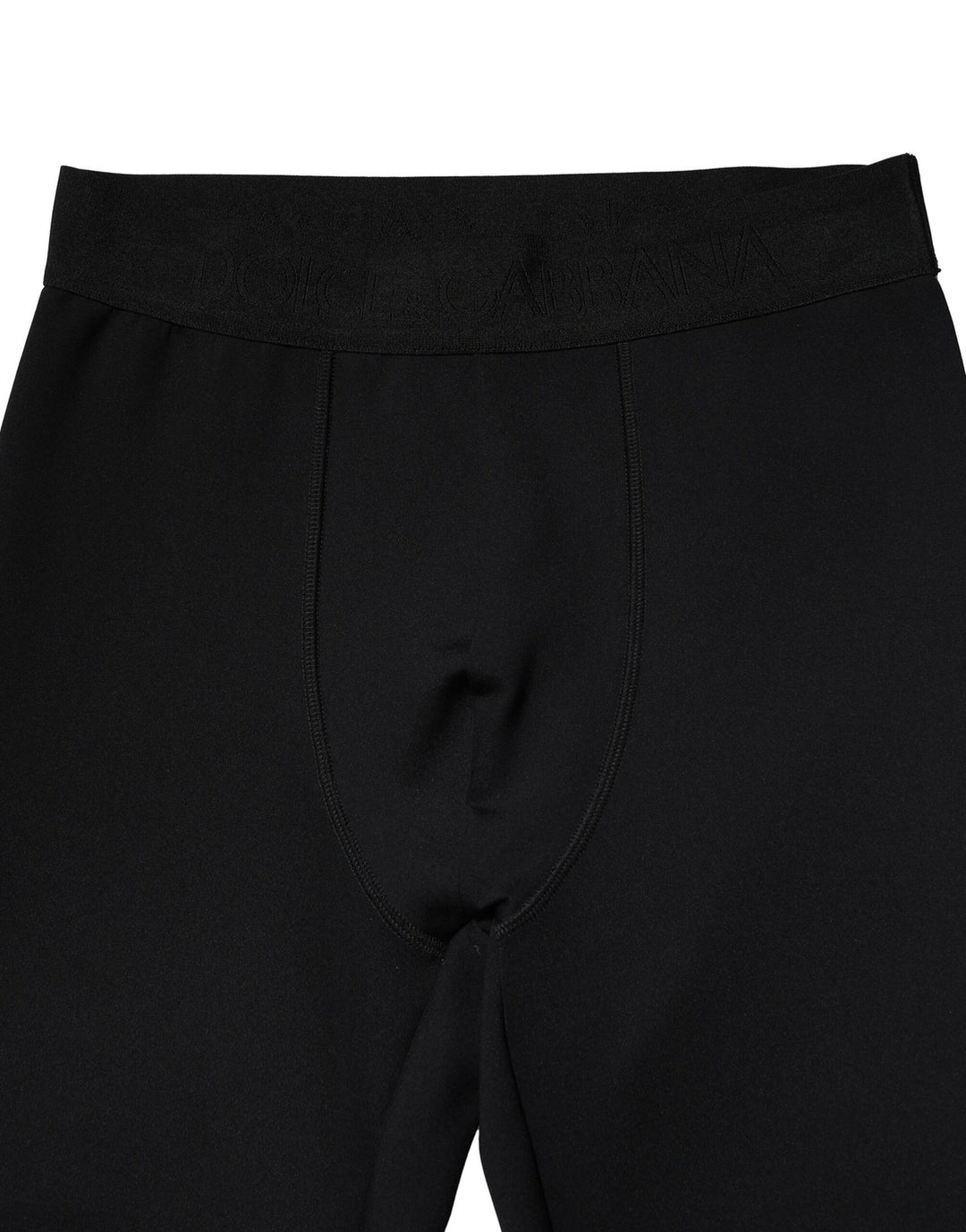Dolce &amp; Gabbana Black Nylon Elastic Logo Men Leggings Pants