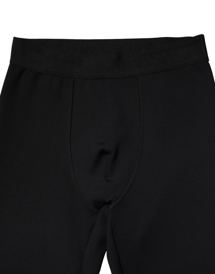 Dolce &amp; Gabbana Black Nylon Elastic Logo Men Leggings Pants