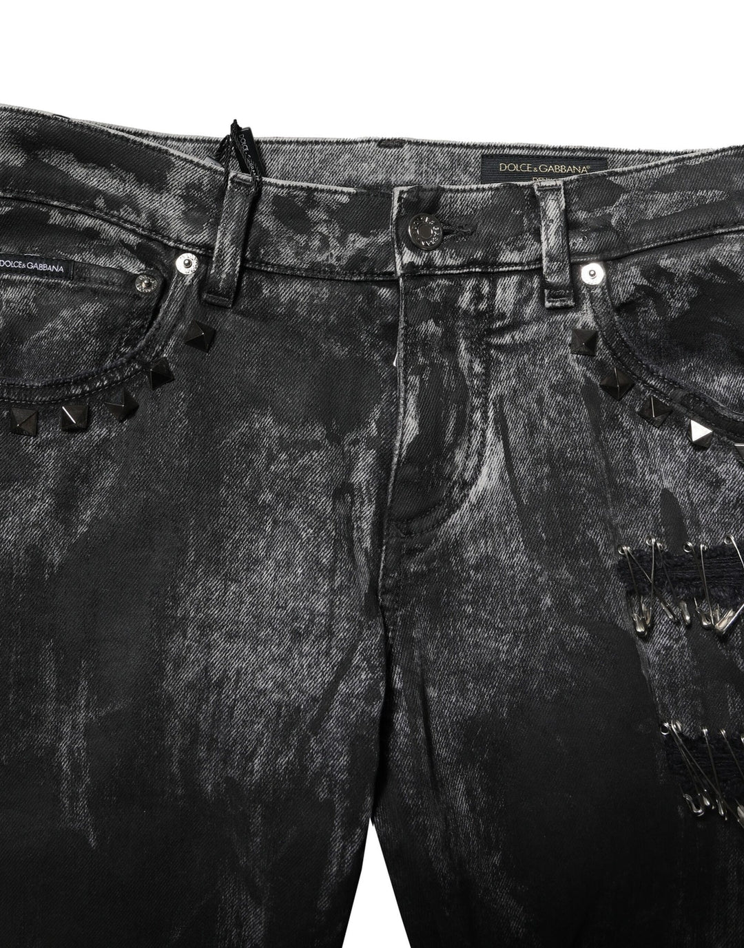 Dolce &amp; Gabbana Black Washed Embellished Skinny Denim Jeans