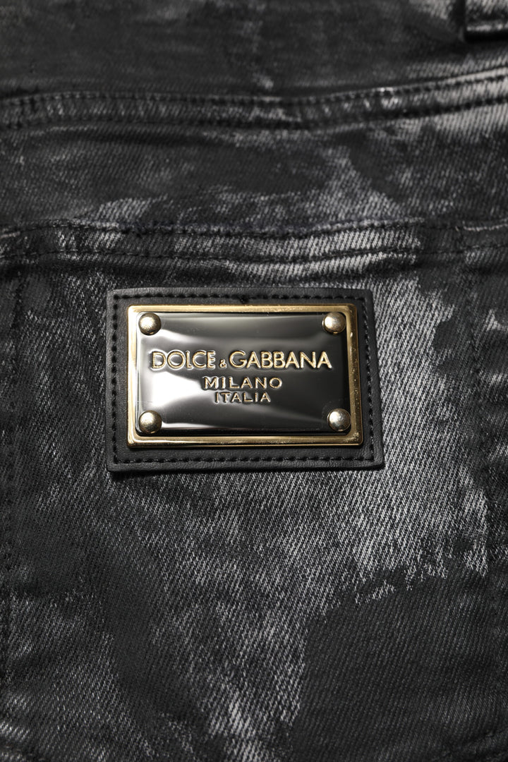 Dolce &amp; Gabbana Black Washed Embellished Skinny Denim Jeans