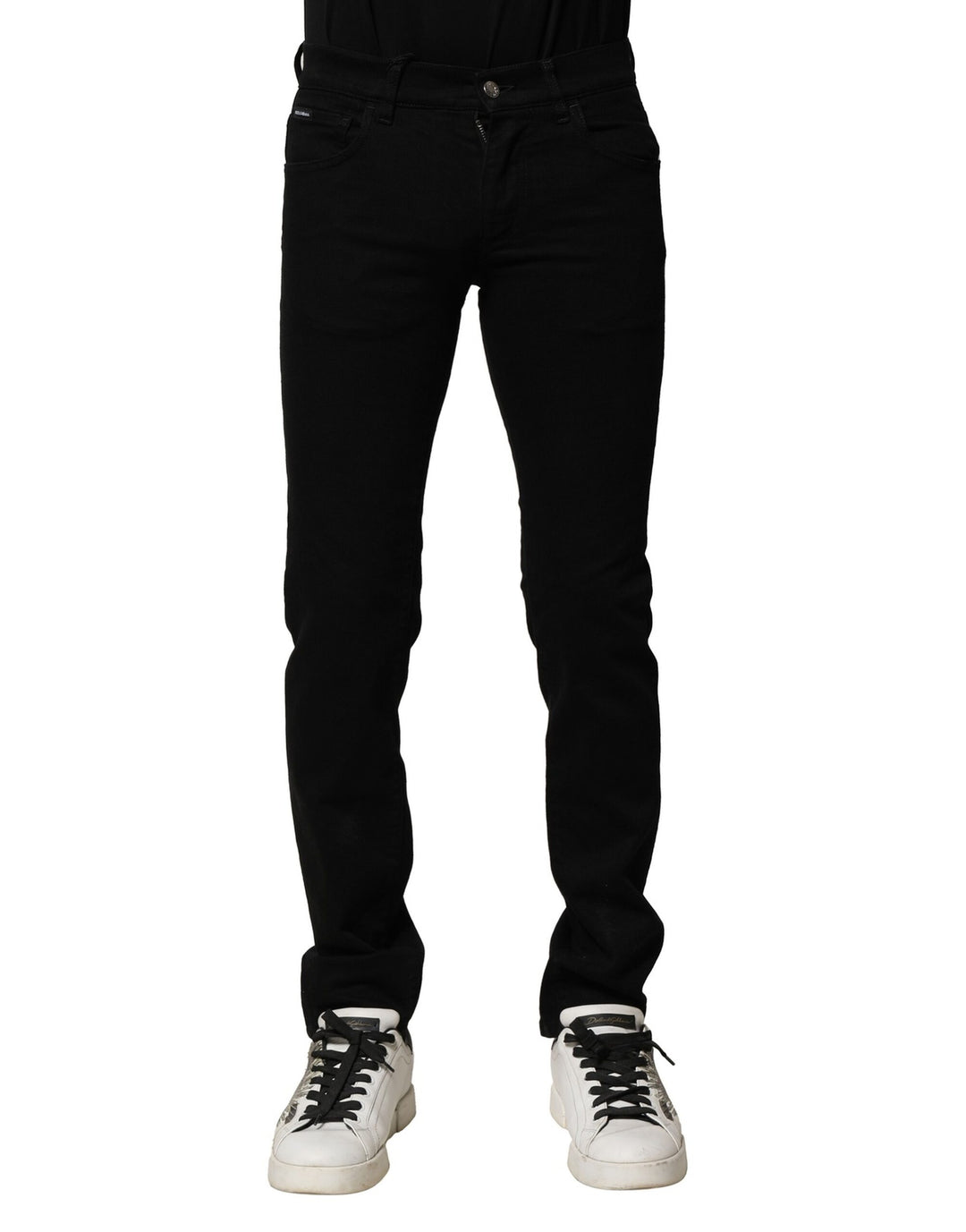 Dolce &amp; Gabbana Black Cotton Stretch Skinny Men Denim Jeans