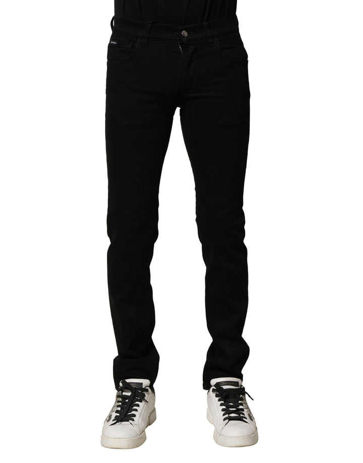 Dolce &amp; Gabbana Black Cotton Stretch Skinny Men Denim Jeans