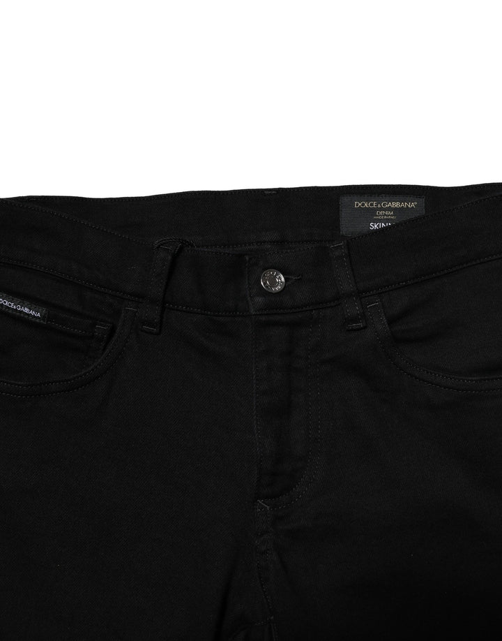 Dolce &amp; Gabbana Black Cotton Stretch Skinny Men Denim Jeans