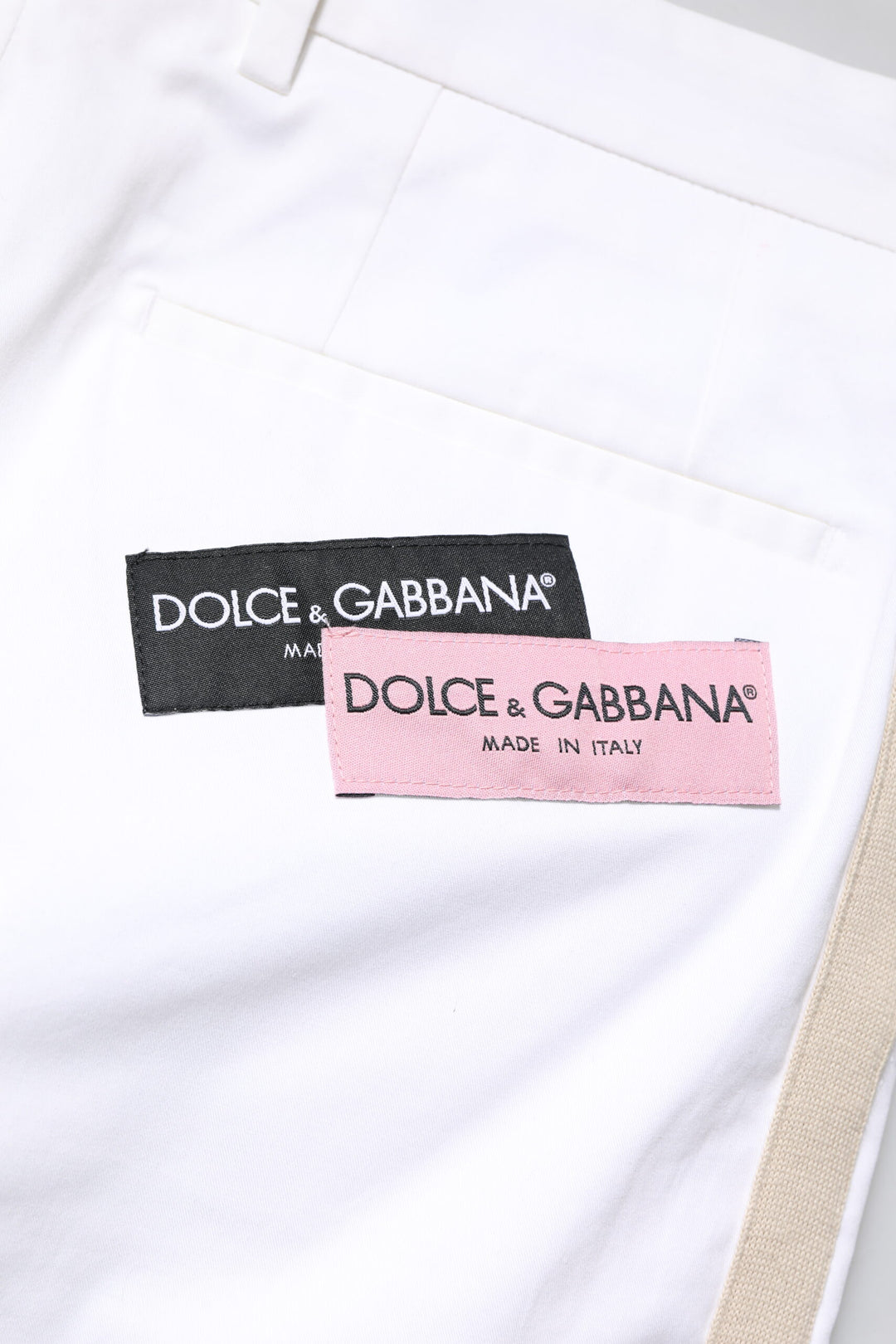 Dolce &amp; Gabbana White Cotton Straight Logo Men Pants