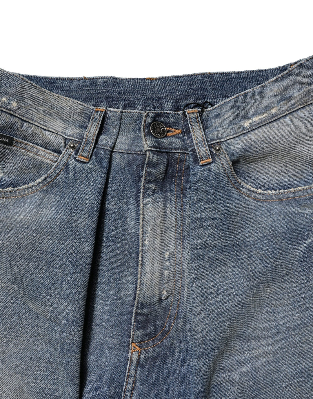 Dolce &amp; Gabbana Blue Cotton Tattered Men Denim Jeans