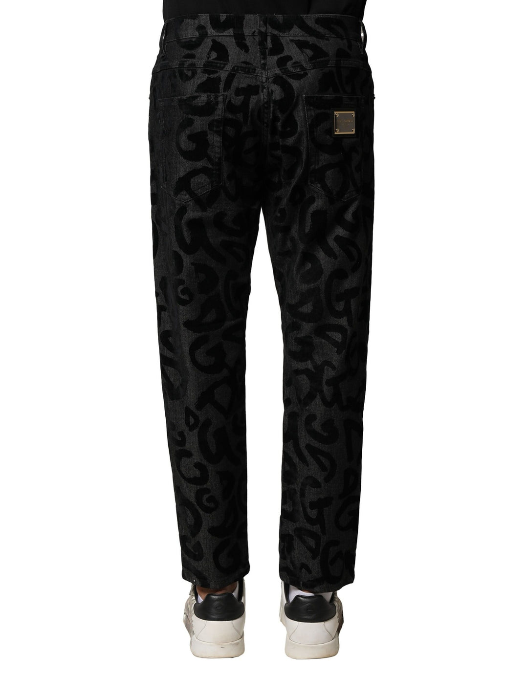Dolce &amp; Gabbana Gray Cotton DG Logo Straight Men Denim Jeans