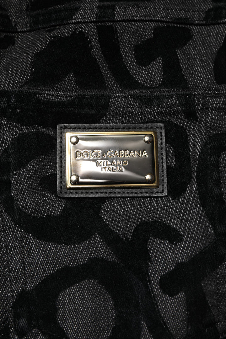 Dolce &amp; Gabbana Gray Cotton DG Logo Straight Men Denim Jeans