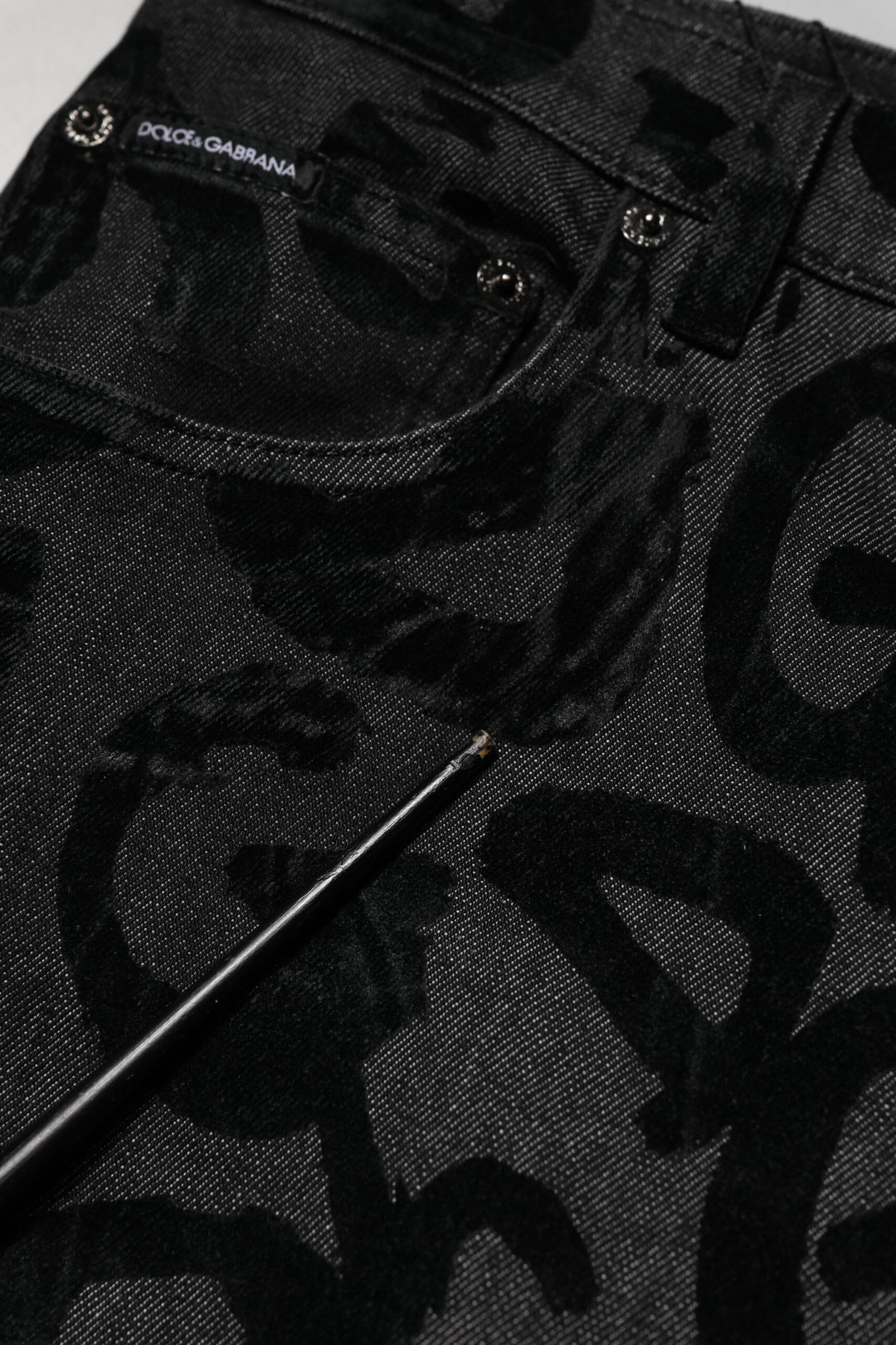 Dolce &amp; Gabbana Gray Cotton DG Logo Straight Men Denim Jeans
