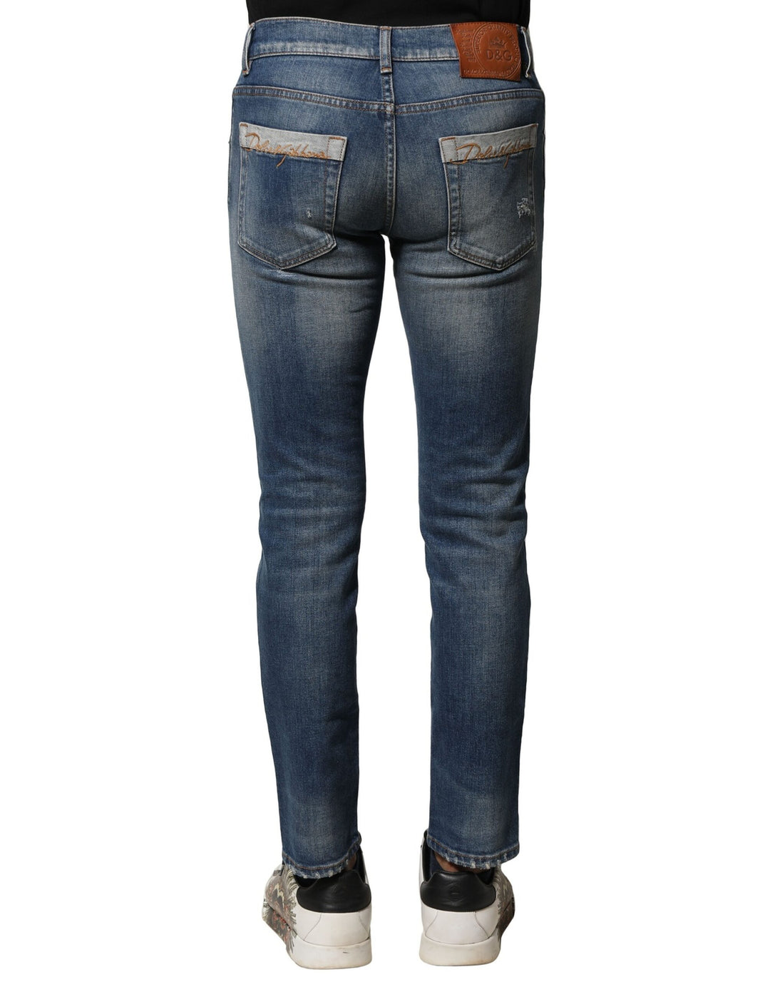 Dolce &amp; Gabbana Blue Washed Cotton Slim Fit Men Denim Jeans