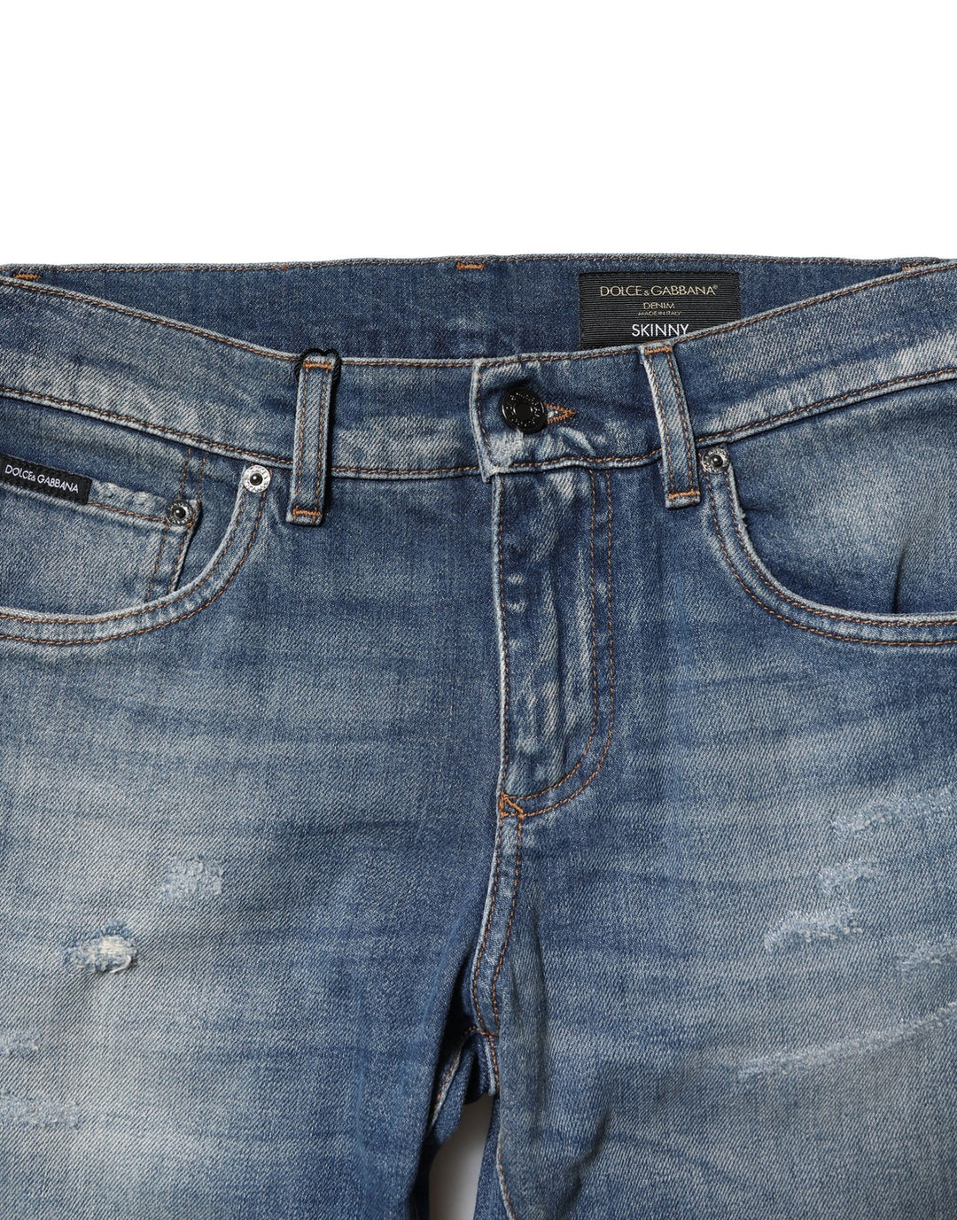 Dolce &amp; Gabbana Blue Washed Cotton Slim Fit Men Denim Jeans